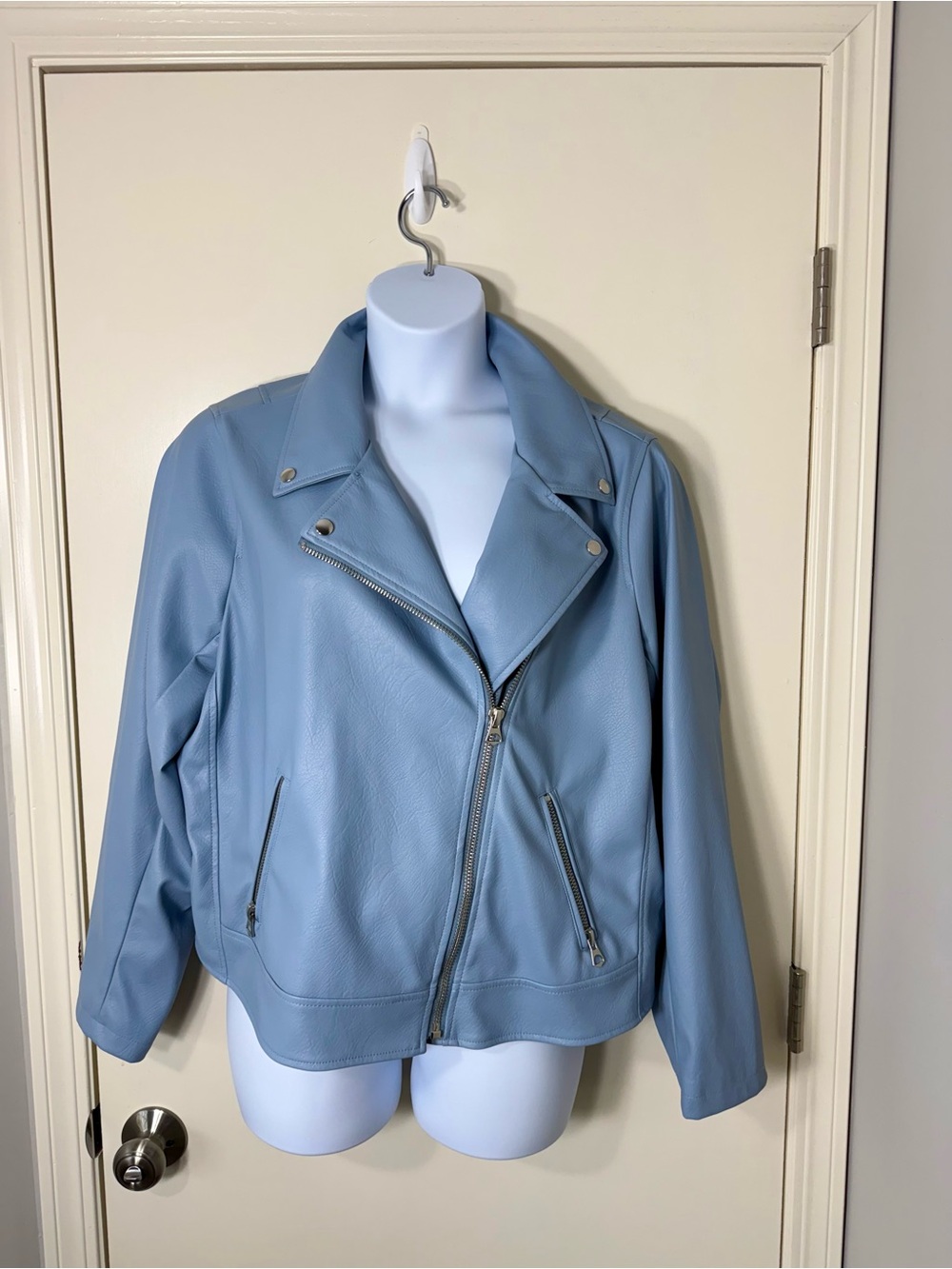 torrid Dusty Blue Faux Leather Moto Jacket - Soft Blue